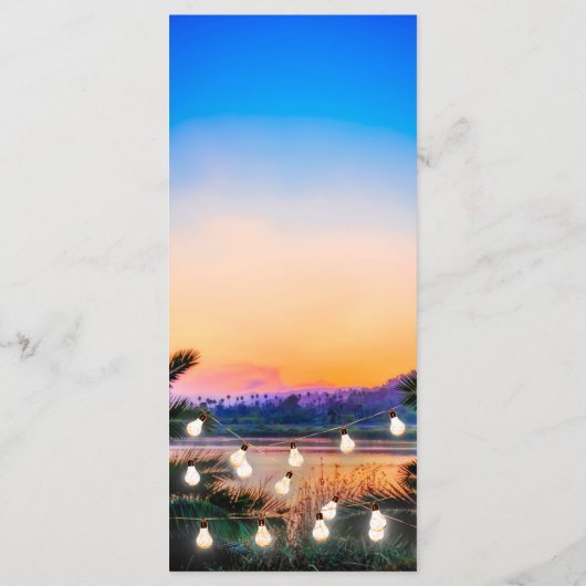 Tropisch strandstralen zonnestralen huwelijk menu (Achterkant)