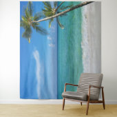 Tropisch strandtafereel palmbomen achtergrond wandkleed (In situ)