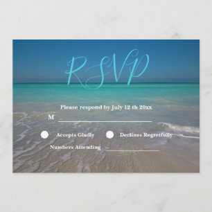 Tropisch strandtafereel Witte zand Huwelijks RSVP Kaart