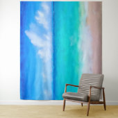 Tropisch strandtafereel zee en zand aquarel wandkleed (In situ)