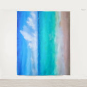 Tropisch strandtafereel zee en zand aquarel wandkleed (Voorkant)