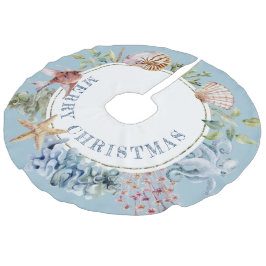 Tropisch strandthema blauw prettig kerstfeest imitatie linnen kerstboom kleed