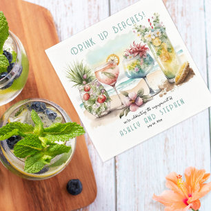 Tropisch strandthema cocktails verlovingspartij servet