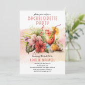 Tropisch strandthema cocktails vrijgezellenfeest kaart (Staand voorkant)