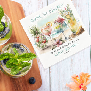 Tropisch strandthema cocktails vrijgezellenfeest servet