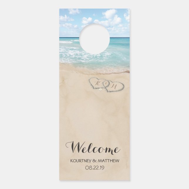 Tropisch  strandwagentje - Onthaal huwelijk Deurhanger (Voorkant)