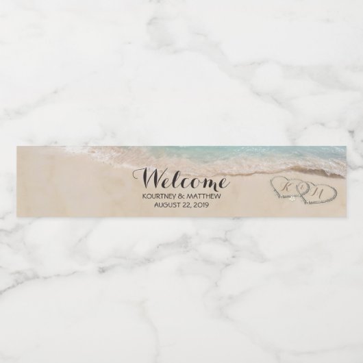 Tropisch  strandwagentje - Onthaal huwelijk Waterfles Etiket (Enkel label)