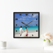 Tropisch strandwassingpaar vierkante klok (Huis)