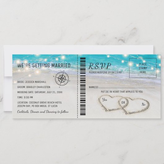 Tropisch strandwiekmiddel met RSVP Kaart (Voorkant)