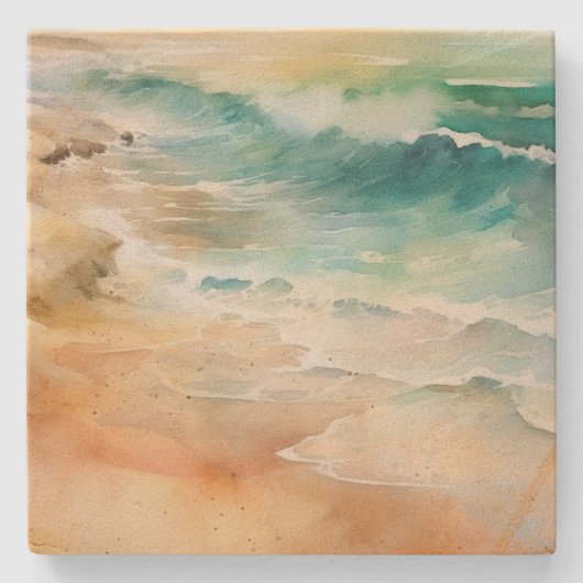 Tropisch strandzand en Zee Stenen Onderzetter (Voorkant)