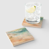 Tropisch strandzand en Zee Stenen Onderzetter (Zijkant)