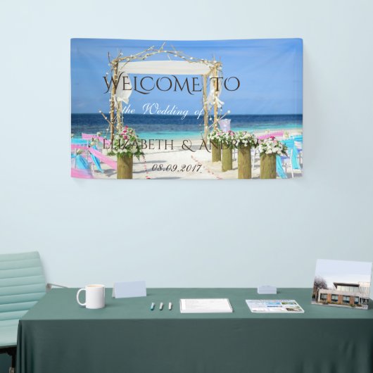 Tropisch stranspal Floral Wedding Banner (Beurs)