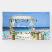 Tropisch stranspal Floral Wedding Banner (Horizontaal)