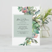 Tropisch Succulent Cactus Sage Rehearsal Dinner Kaart (Staand voorkant)