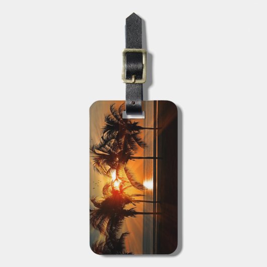 Tropisch Sunset Beach Bagagelabel (Voorkant verticaal)