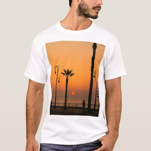 Tropisch Sunset Beach T-shirt (Voorkant)