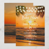 Tropisch Sunset Palm Beach Baby shower Kaart (Voorkant / Achterkant)