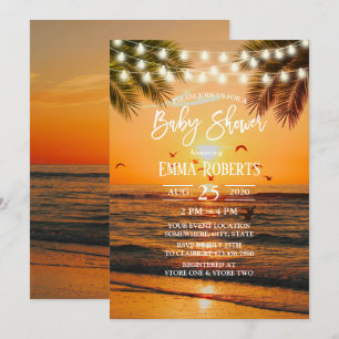 Tropisch Sunset Palm Beach Baby shower Kaart