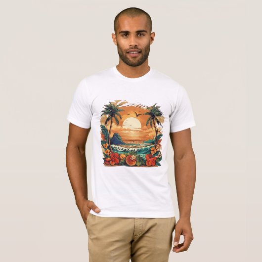 Tropisch Sunset Paradise T-Shirt Design (Voorkant volledig)