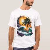 Tropisch Sunset Wave T-shirt (Voorkant)