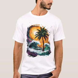 Tropisch Sunset Wave T-shirt