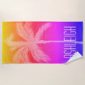 Tropisch Sunset White Palm Persoonlijk Strandlaken (Voorkant)