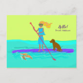 Tropisch SUP-meisje op paddleboard Hallo Briefkaart (Voorkant)