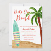 Tropisch Surf Baby aan boord van het Baby shower Kaart (Voorkant)