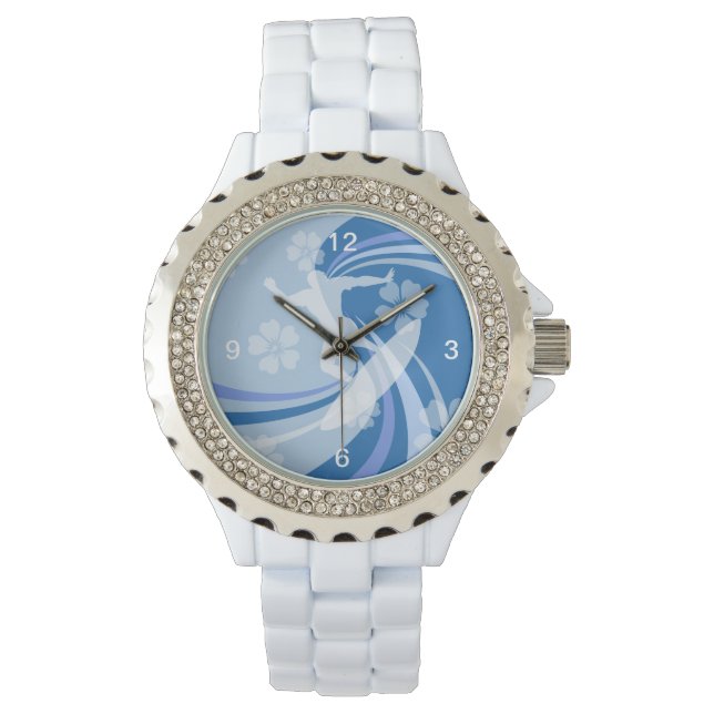 Tropisch Surf blauw Horloge (Voorkant)