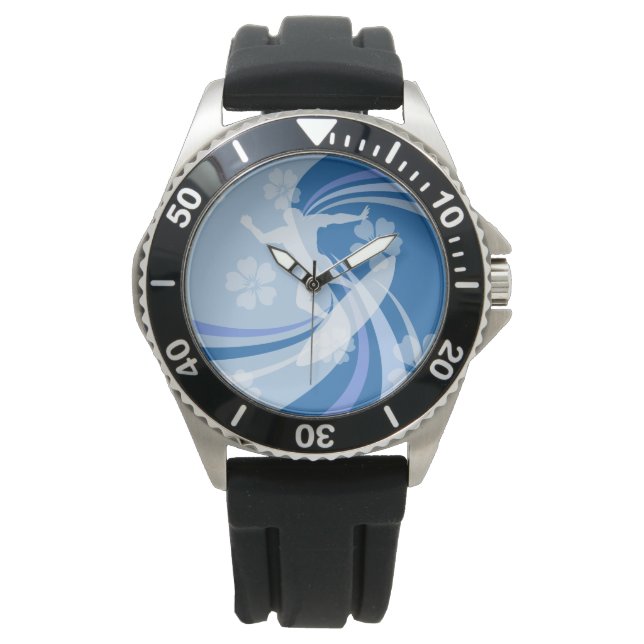 Tropisch Surf blauw Horloge (Voorkant)