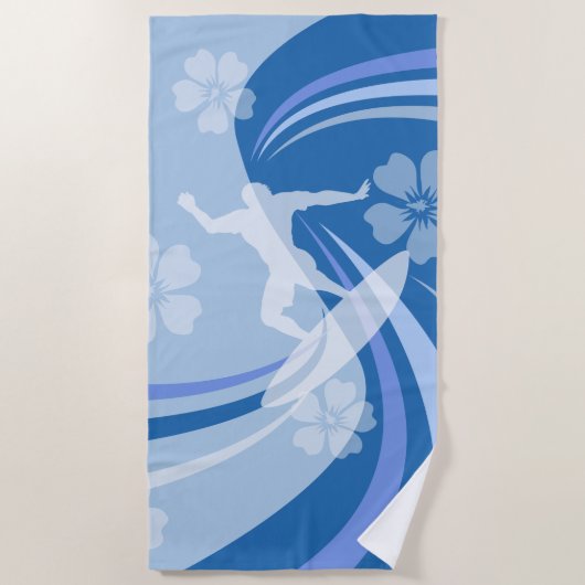 Tropisch Surf blauw Strandlaken (Voorkant)