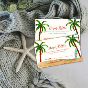 Tropisch Surf Board Luier Raffle Baby shower Informatiekaartje