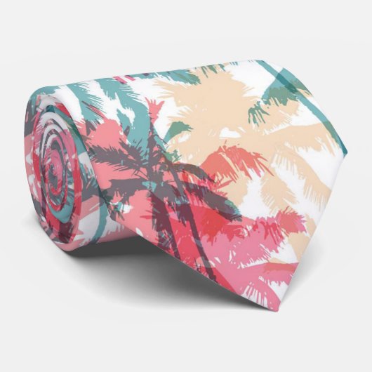 Tropisch Surf | Ocean Beach | Seaside Palm Trees Stropdas (Opgerold)