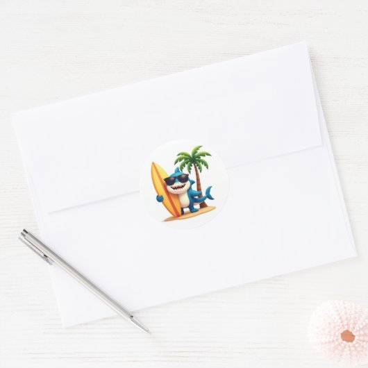 Tropisch Surf Shark 🦈 Fun Beach Vibes Sticker (Envelop)