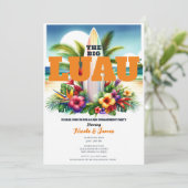 Tropisch Surfboard Zwembad Party Luau Verloving Kaart (Staand voorkant)