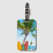 Tropisch surfbordstrand bagagelabel (Voorkant (verticaal))