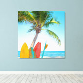 Tropisch surfbordstrand canvas afdruk (Insitu (Houten vloer))