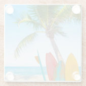 Tropisch surfbordstrand glazen onderzetter (Achterkant)