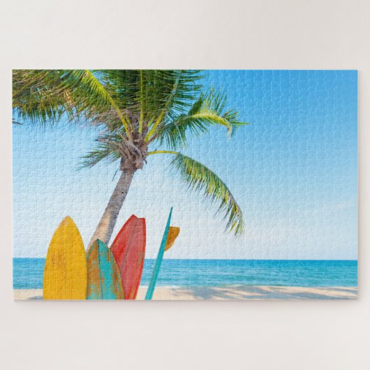 Tropisch surfbordstrand legpuzzel (Horizontaal)