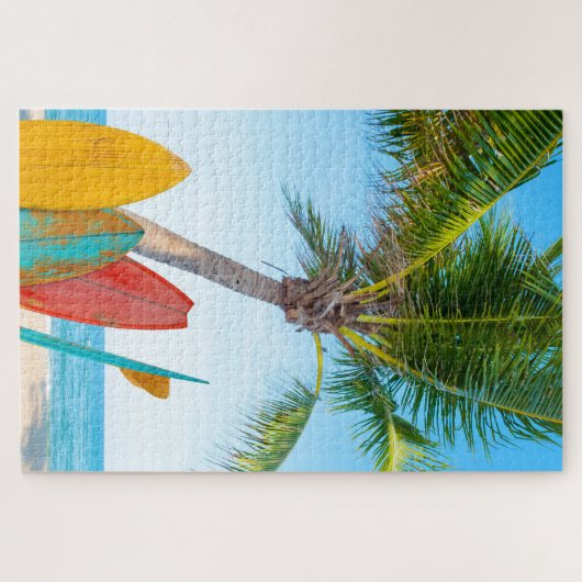 Tropisch surfbordstrand legpuzzel (Horizontaal)