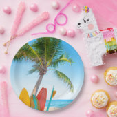 Tropisch surfbordstrand papieren bordje (Feest)