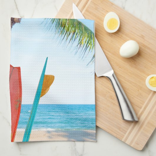 Tropisch surfbordstrand theedoek (Quarter Fold)