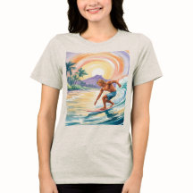 Tropisch Surfen Sunset Havermout Tri-Blend T-shirt