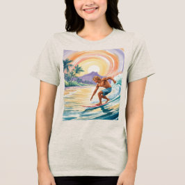 Tropisch Surfen Sunset Havermout Tri-Blend T-shirt