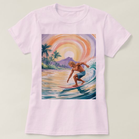 Tropisch Surfen Sunset Havermout Tri-Blend T-shirt (Design voorkant)