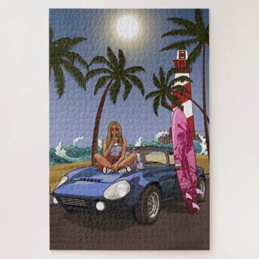 Tropisch Surfer Girl Legpuzzel (Verticaal)