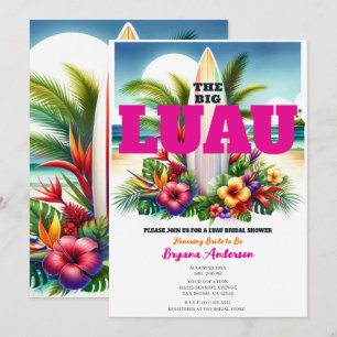 Tropisch Surfplank Zwembad Feest Luau Bruidsdouche Kaart