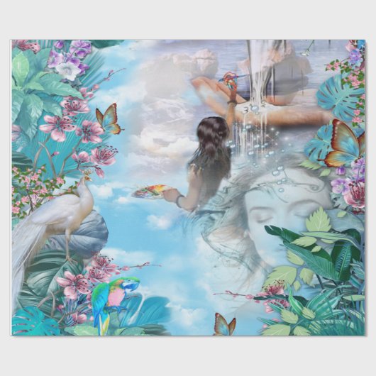 Tropisch Surrealisme Fantasy Cadeaupapier (Vlak)