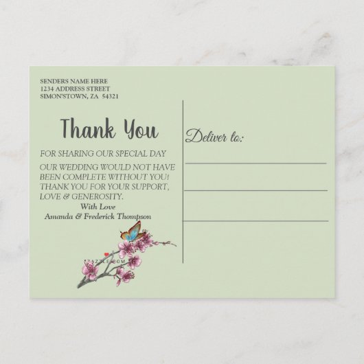 Tropisch surrealistisch landschap dank u aankondigingskaart (Achterkant)