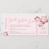 Tropisch Sweet 16 Pool Luau Boarding Pass Kaart (Voorkant)